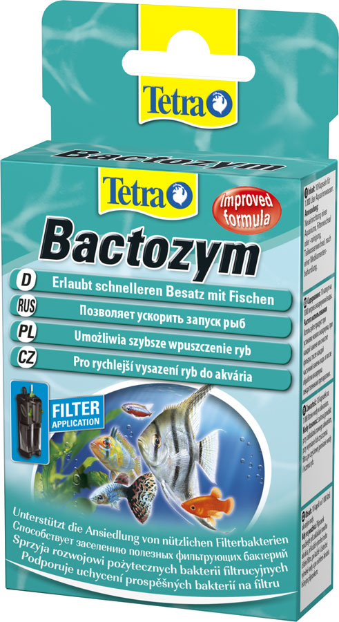 Tetra (Тетра) Bactozym. Кондиционер, ускоряющий процесс стабилизации биологического равновесия, в фильтре и аквариуме 10 капсул